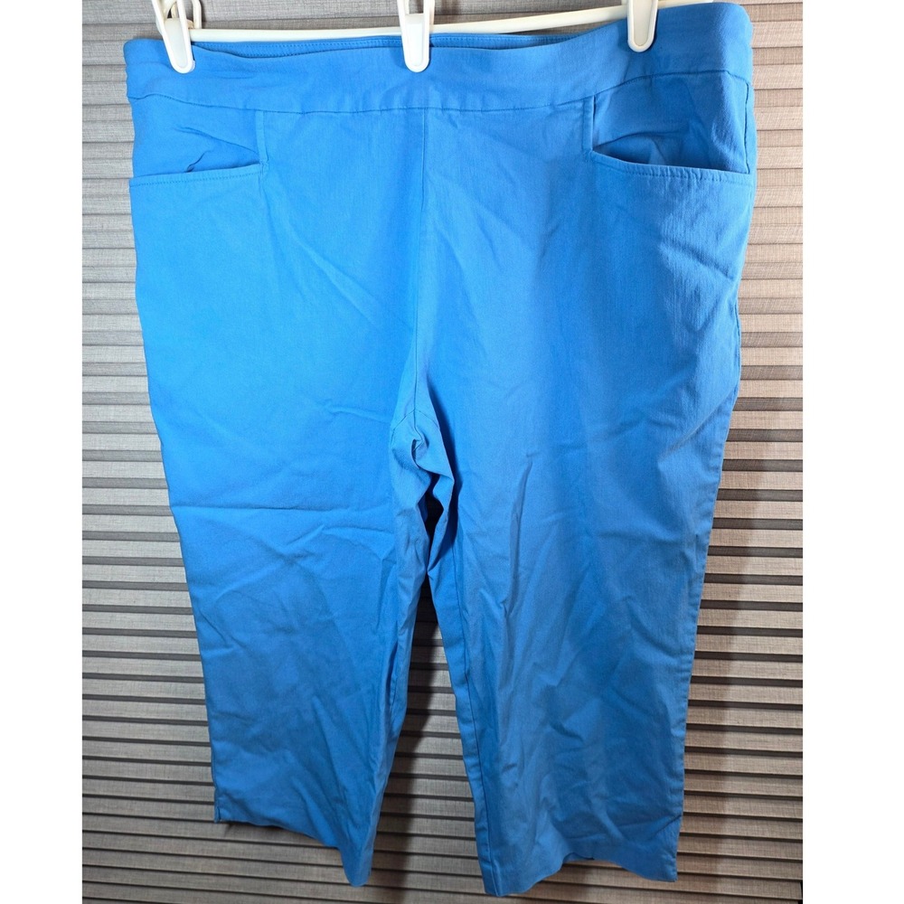 Time and Tru Capri Pants Plus Size XXL 2X 20 Blue Stretch Pull On Cropped Pocket